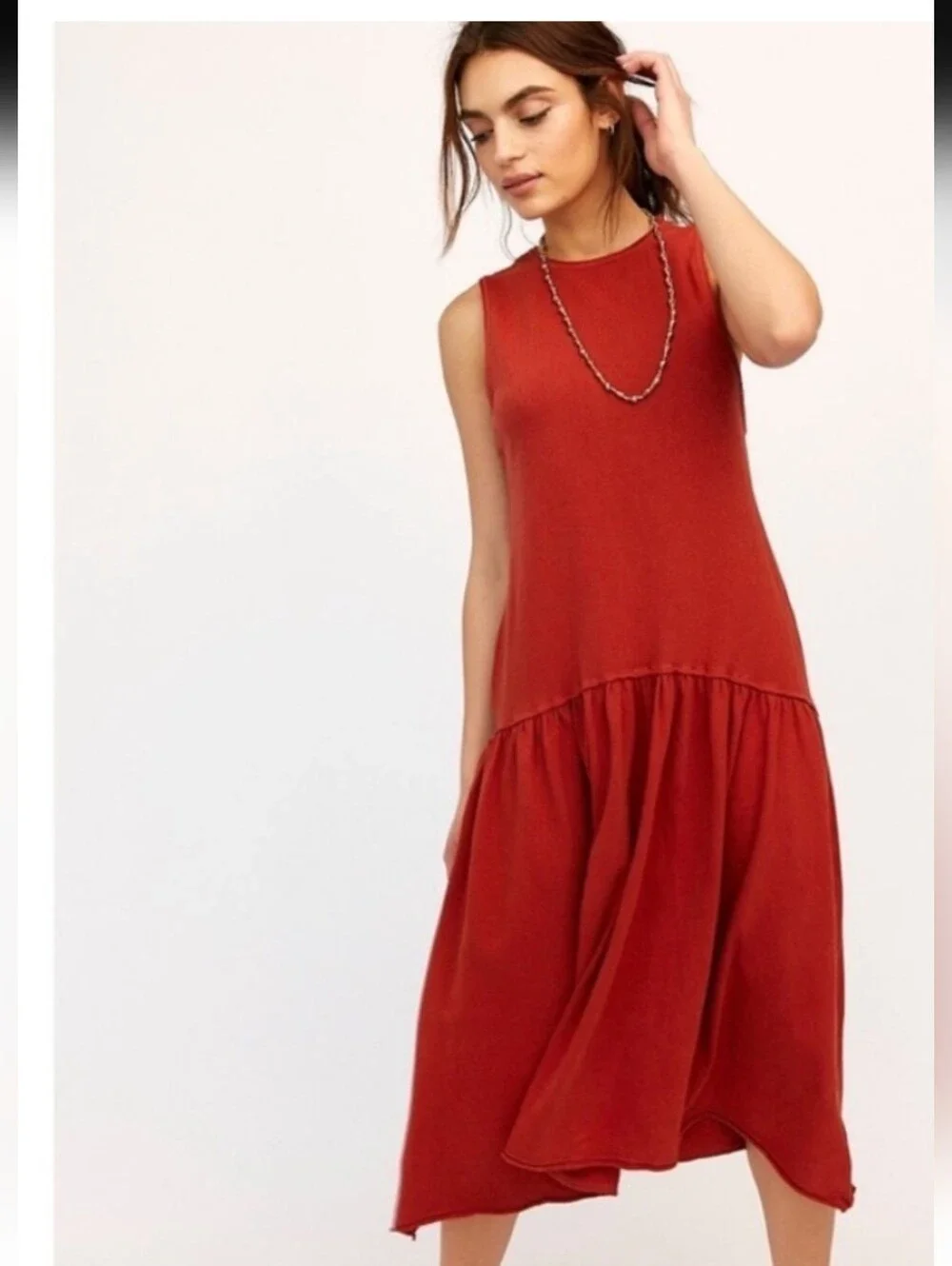 People Easy Street Midi Dress, sleeveless Burnt Orange Size Small